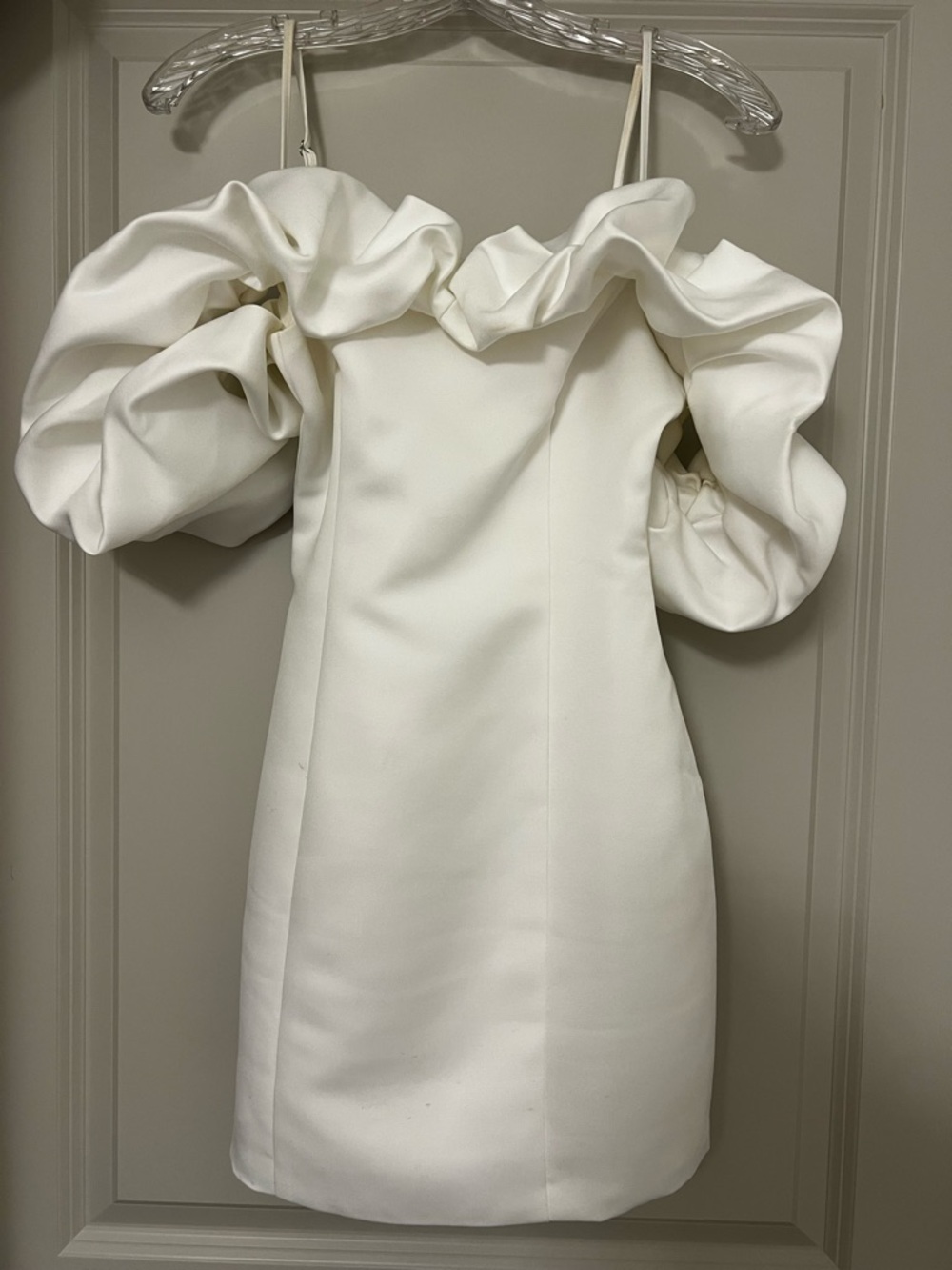 Hello Molly White Off-Shoulder Ruffle Mini Dress